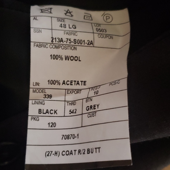 STRATFORD MENS GREY WOOL SUIT JACKET 48 LG - Picture 7 of 8